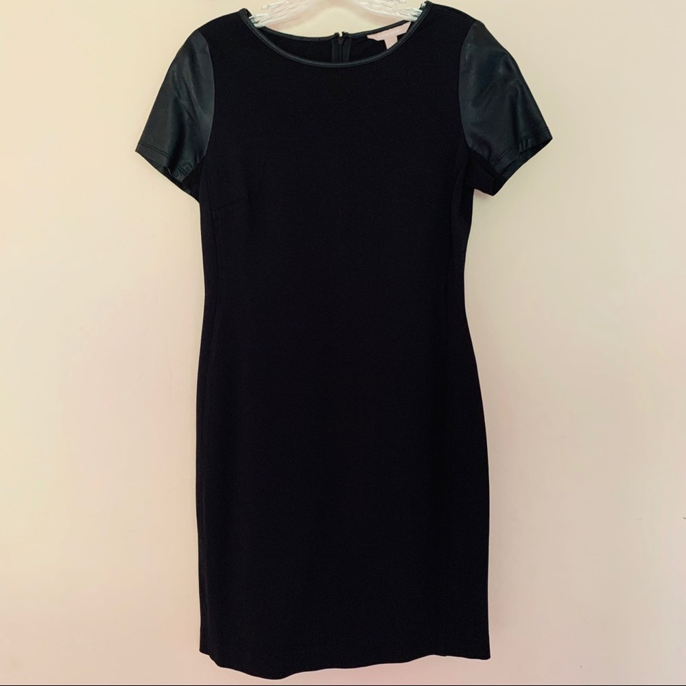 NWOT Faux Leather Sleeve Black Dress Size 6